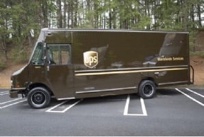 One of the hybrid electric delivery trucks purchased by UPS.