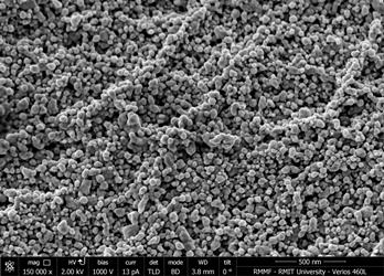 Magnified image shows nanostructures grown on cotton textiles that can clean themselves when exposed to light.