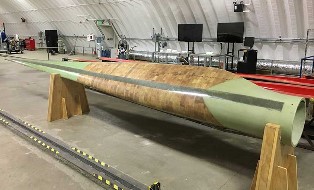 (Click to enlarge.) A completed thermoplastic blade, ready for validation. Source: Dave Snowberg, NREL