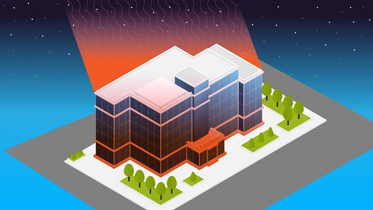 Glass coating to keep buildings cool