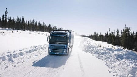 The harsh conditions on public roads in northern Sweden make an ideal testing environment. Source: Volvo Trucks