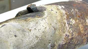 A tube failure due to hydrogen damage. Notice the thick-lipped fracture, indicative of failure with little metal loss. Photo courtesy of ChemTreat.