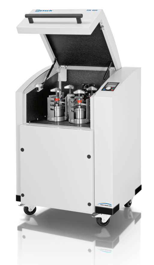 Figure 7 - Retsch Planetary Ball Mill PM 400 for colloidal grinding to submicron particle sizes. (Courtesy Retsch GmbH)