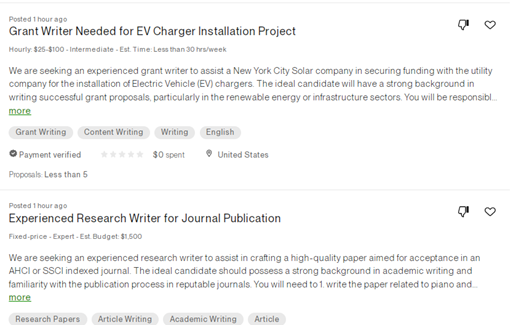 Upwork's freelancing platform makes browsing jobs simple. Source: Upwork.
