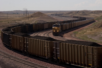 PRB coal often is transported hundreds of miles by train to electric power plants.