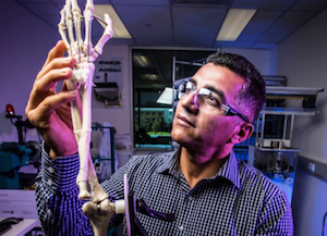 Dr. Javad Foroughi, of the Australian Research Council, is currently working on using the smart textile as a wearable antenna. Image credit: ARC Centre of Excellence for Electromaterials Science.