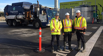 Managing Director James Priestley and Mike Leopold from Renewi with Rob Costanzo from the City of Surrey at the facility. Source: Renewi PLC
