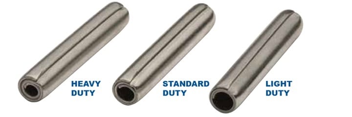 Figure 2: Coiled spring pins are available in heavy, standard and light duty. Source: Spirol
