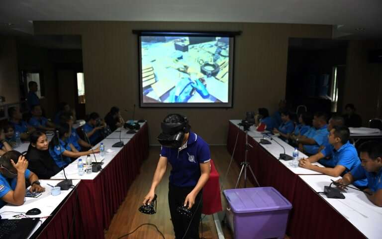 Police in Thailand are testing a new VR game as part of disaster response training. Source: AFP