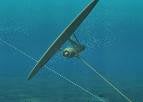 The seabed-anchored energy kite exploits low velocity currents. Image source: Minesto