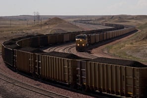 Coal train in Wyoming's Powder River Basin.