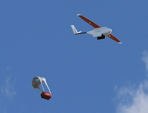 "Zips" fly at a speed of 100 km/h&mdash;much faster than is achievable via land transport in Rwanda. Image credit: Zipline.