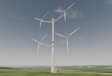 Illustration of the multi-rotor concept demonstration turbine. Image source: Vestas.