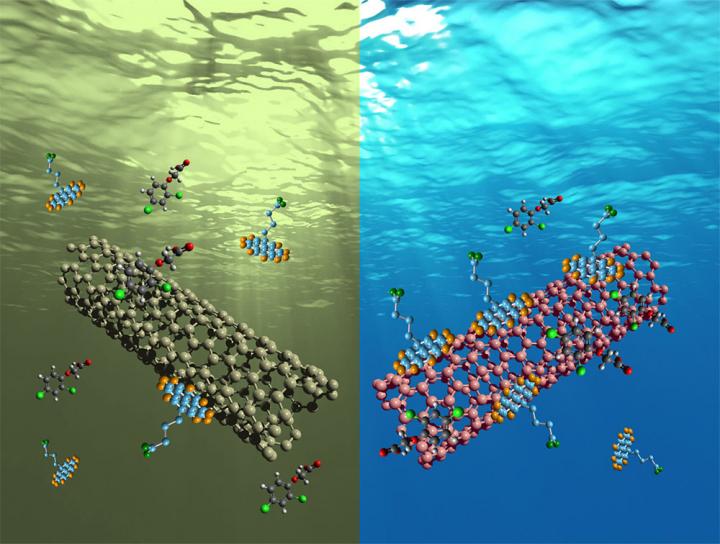 Single-walled carbon nanotubes filter dirty water in experiments at RIT. Image credit: John-David Rocha and Reginald Rogers.