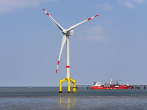 Currently, floating wind turbines each require their own individual anchoring system. Image credit: Pixabay.