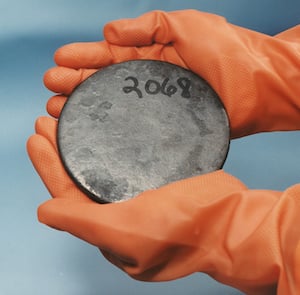 Determining if an individual has handled nuclear materials, such as this highly enriched uranium, is a substantial challenge to national defense agencies. Image credit: DOE.
