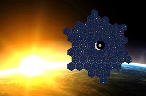 Stackable hexagon-shaped modules unfold like origami from a rocket bay at low-Earth orbit. Credit: NASA