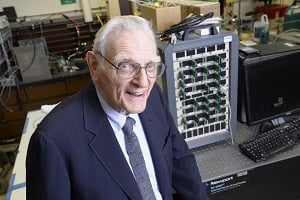 Professor John Goodenough, co-inventor of the lithium-ion battery, and lead researcher on the solid-glass electrolyte battery. The University of Texas at Austin