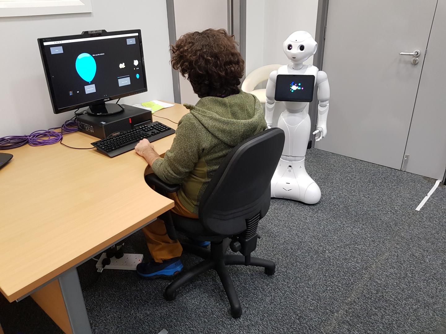 A SoftBank Robotics Pepper robot was used in the two robot conditions. Source: University of Southampton