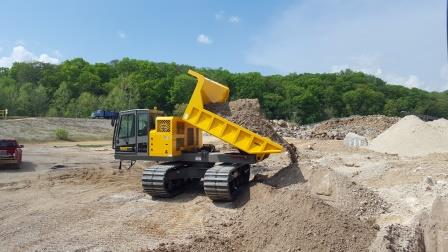 Rotating RT14R carrier dumping gravel. Image source: Terramac