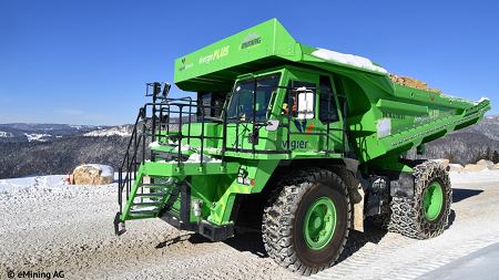 The eDumper does heavy work in the quarry of Vigier Ciment, Switzerland. Source: Andreas Sutter (Lithium Storage GmbH)
