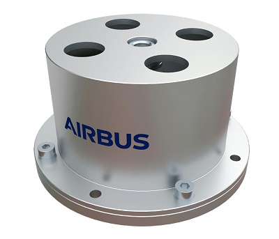 CAD view of the reference design which includes the stator housing, with a bottom plate and top cover, and the rotor comprising the central axle, the rotor wheel and the magnets. Source: Airbus