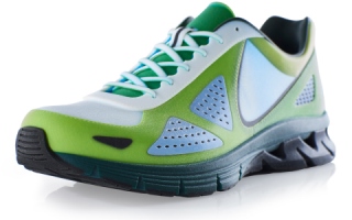 This sports shoe prototype was produced with full color, smooth surfaces and a rubber-like sole in a single print operation on the J750 3D printer from Stratasys.