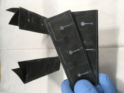 Researchers harnessed bacteria to power these paper batteries. Source: Seokheun Choi, State University of New York, Binghamton