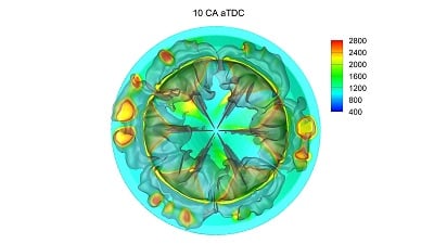 Supercomputers were used to optimize the design of piston bowls in heavy-duty engines for Caterpillar Inc. Source: Chao Xu/ANL