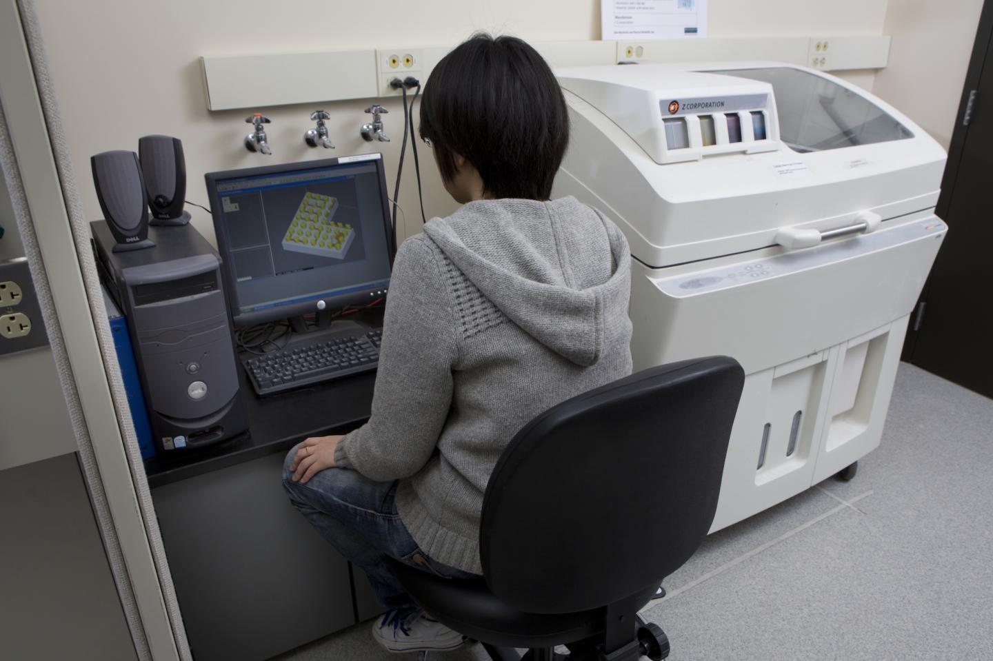 This image shows a Z Corp 3-D Printer-Spectrum 2 at Binghamton University's Innovative Technologies Complex. Image credit: Binghamton University