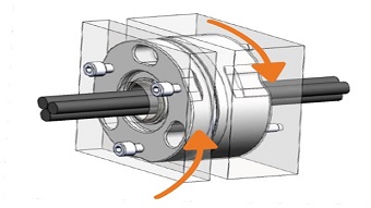 Reell's first hollow-axis friction hinge allows wire pass-through for data and power