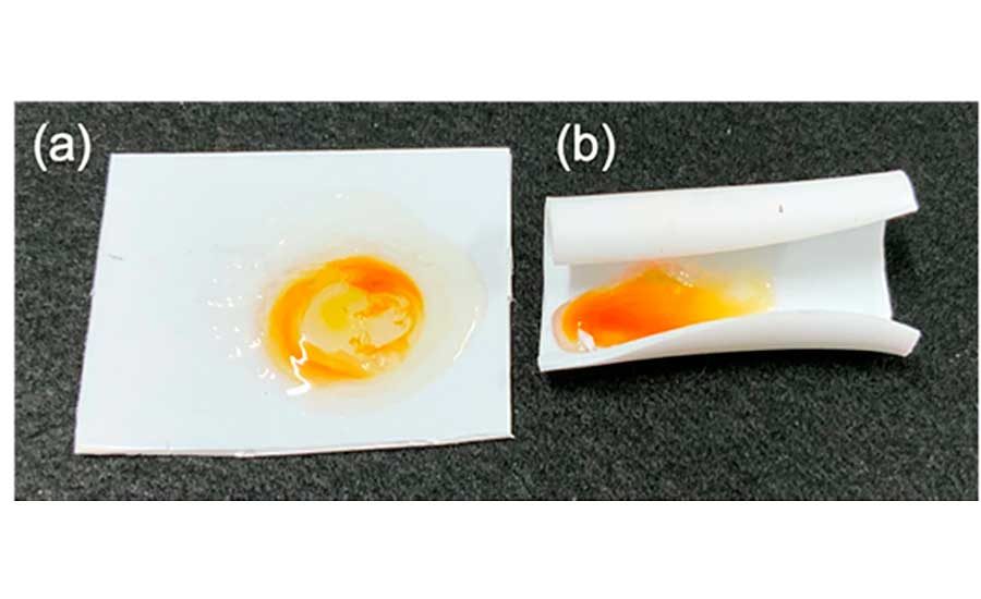 Adhesive cured via microwaves (a) vs. an electric heat furnace (b). Source: Sophia University, Japan