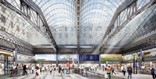 (Click to enlarge.) Architect's view of renovated train station.