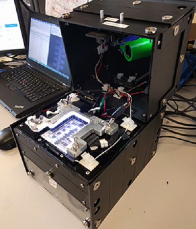 The MR Box on the lab bench in the Kenya refugee camp. Source: Wheeler Lab, University of Toronto