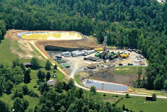 Estimates suggest that fracking a single well can use between 65,000 gallons and 13 million gallons of freshwater. Image source: Kentucky Waterways Alliance