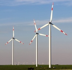 The researchers hypothesized that because every turbine removes energy from the wind, many turbines operating on a large scale should reduce overall wind speeds. Image credit: Pixabay