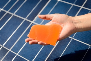 Gel that enhances solar cells' absorption of energy from sunlight could double the efficiency of solar cell panels. Image credit: Peter Morenus/UConn Photo.