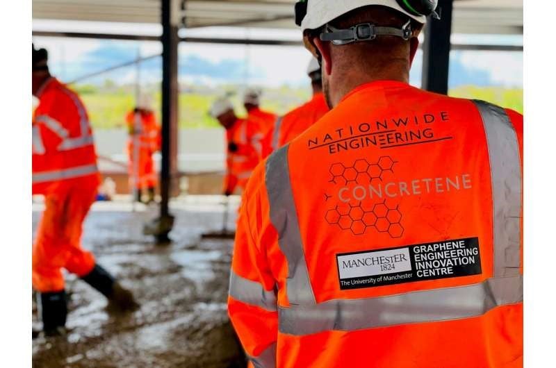 A team from the University of Manchester and Nationwide Engineering is laying the world's first engineered graphene concrete in a commercial setting, just a couple of miles east of the ancient monument of Stonehenge, the new Southern Quarter gym in Amesbury's Solstice Park. Source: The University of Manchester/Nationwide Engineering