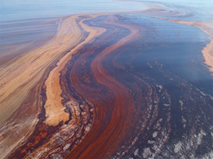 The surface oil slick from the Deepwater Horizon oil spill. Image credit: Andreas Teske, UNC- Chapel Hill.