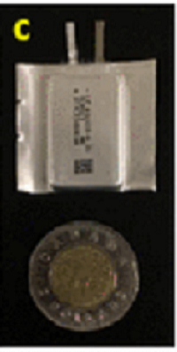 A pouch cell next to a Canadian $2 coin. Source: J.R. Dahn et al.
