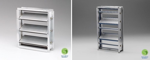 The Ruskin&reg; CD50CE (left) and TED50CE (right) critical environment dampers.