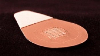 The patch contains tiny needles that dissolve into the skin, carrying vaccine. Image credit: Georgia Institute of Technology