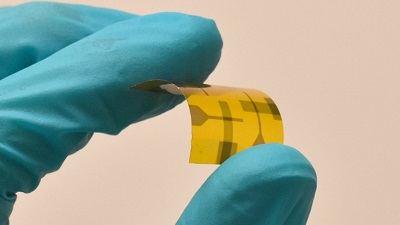 Researchers deposited an ultra-thin oxide ferroelectric film onto a flexible polymer substrate. Source: North Carolina State University