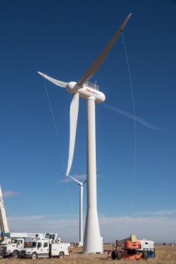 Blade installation at the NREL facility. Source: NREL by Lee Jay Fingersh