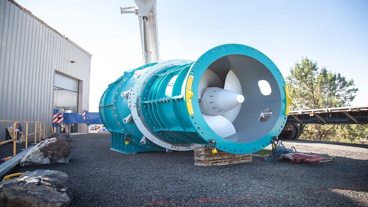 The compact RHT combines high performance with safe through-turbine fish passage. Source: Natel Energy
