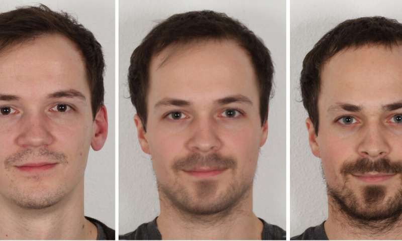 Illustration of a face morphing attack. The original images on the left and right were morphed to create the fake image (center). Source: Fraunhofer HHI