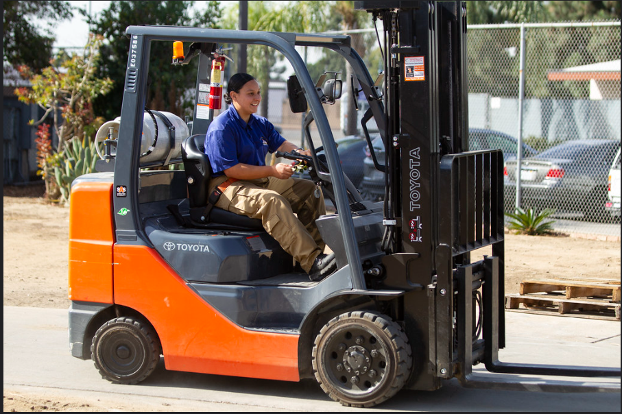 Driving a counterbalanced forklift. Source: California National Guard/Flickr