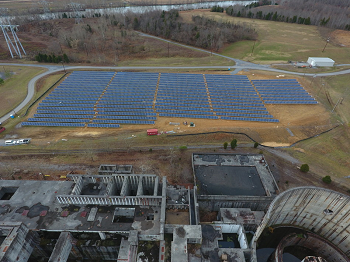 A new 1 MW solar power farm sits on the site of the never-operational Phipps Bend nuclear power plant. Image credit: United Renewable Energy