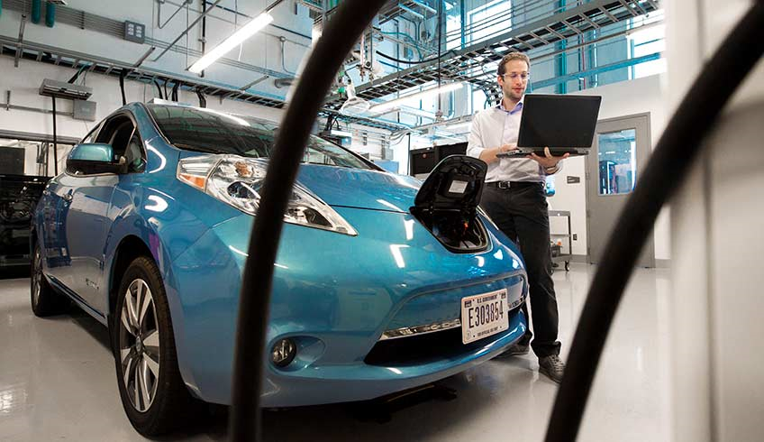 NREL engineer Matteo Muratori, author of the new Nature Energy paper "Impact of Uncoordinated Plug-in Electric Vehicle Charging on Residential Power Demand," said his research points to key areas where additional investigation is warranted. Source: Dennis Schroeder/NREL