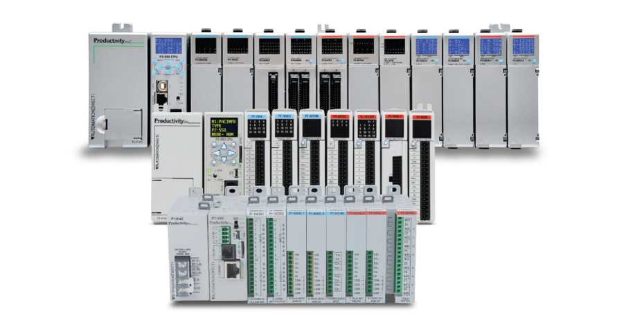 Figure 3: These AutomationDirect Productivity Series 1000, 2000 and 3000 PLCs are different size controllers, but each uses the same programming software. Source: AutomationDirect.com